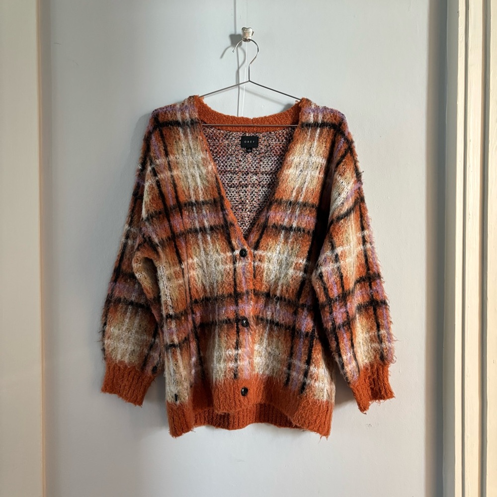 obey plaid cardigan